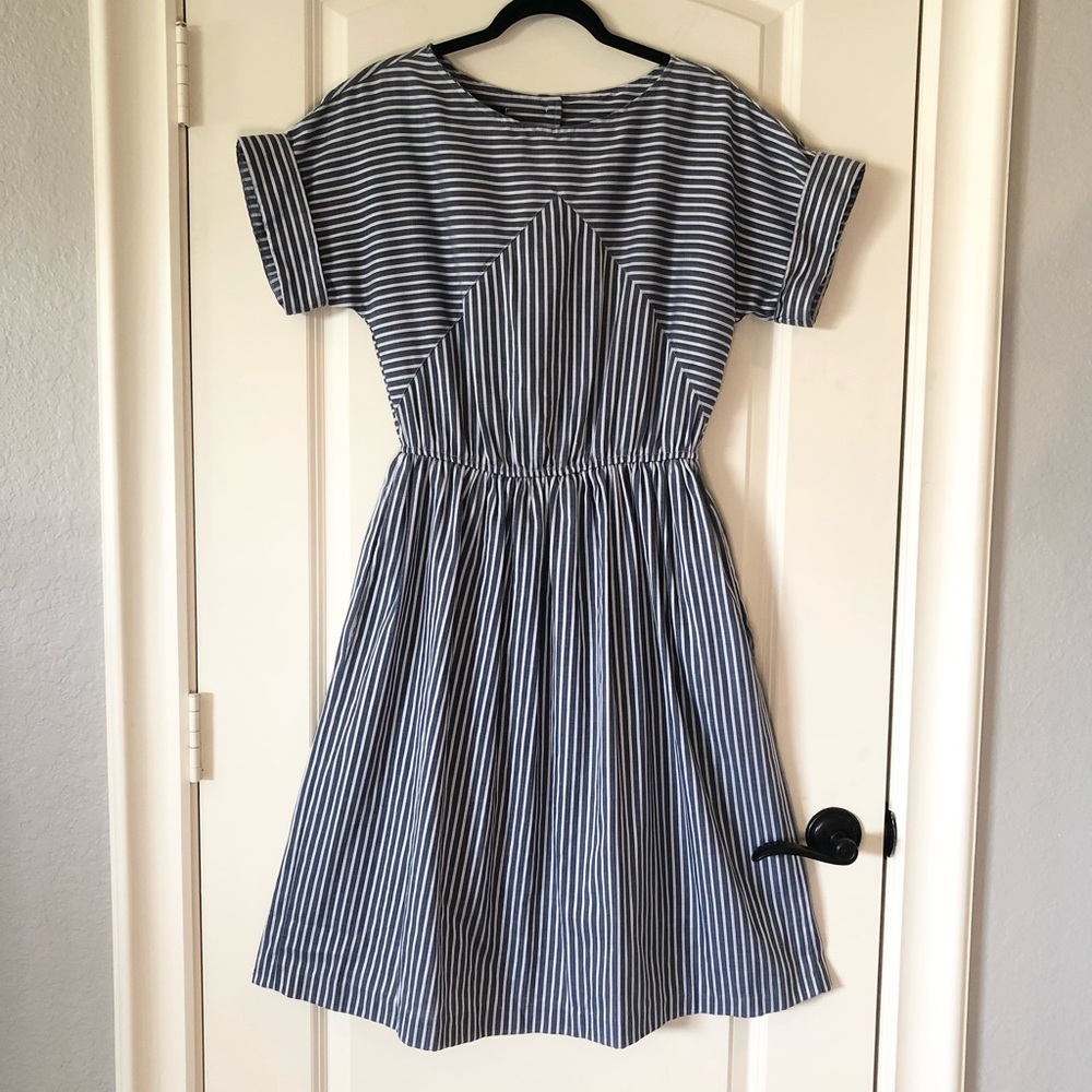 Vintage Tabby of California Navy White Striped Fit & Flare Day Dress